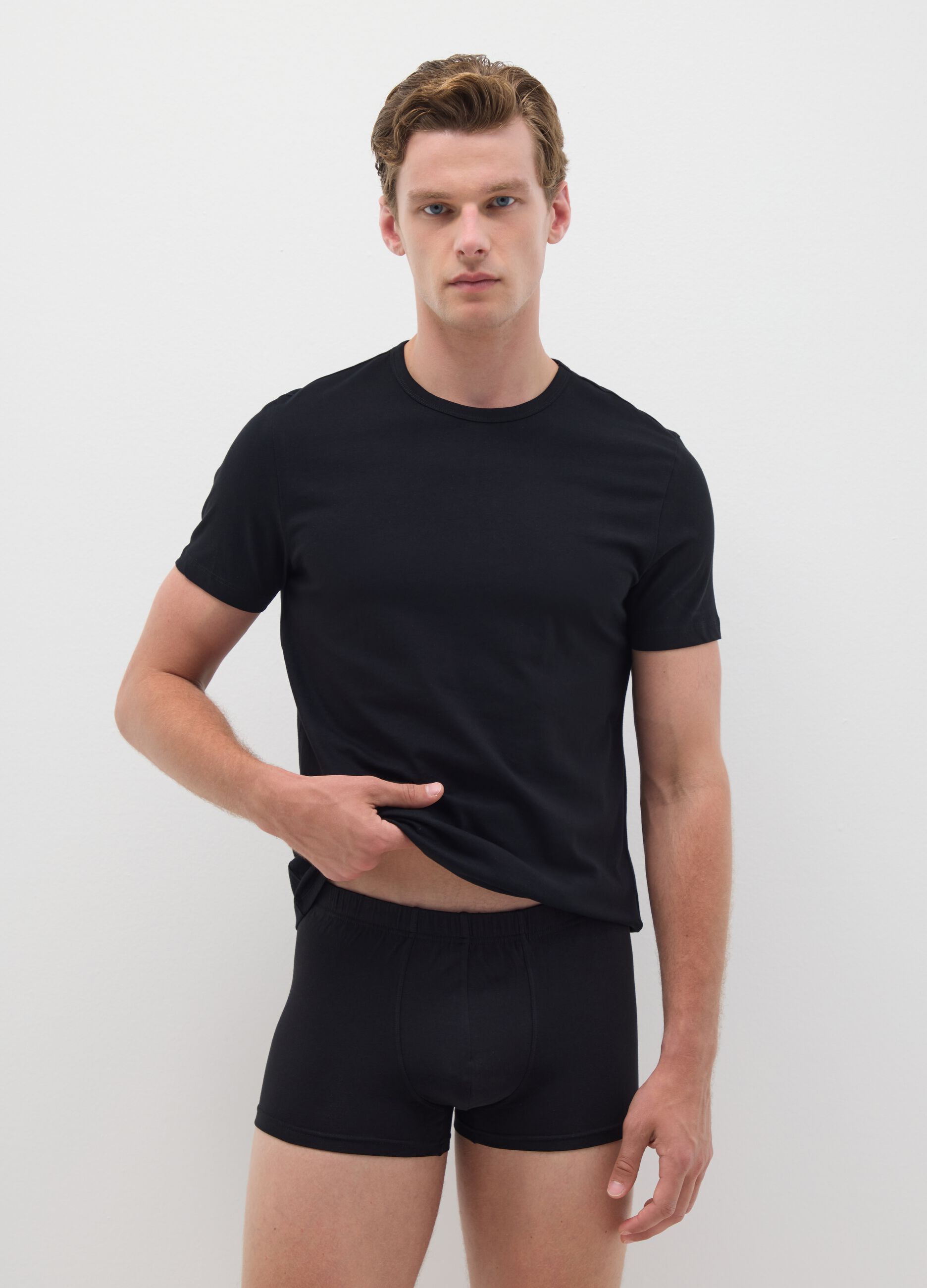 Black cotton regular fit boxer