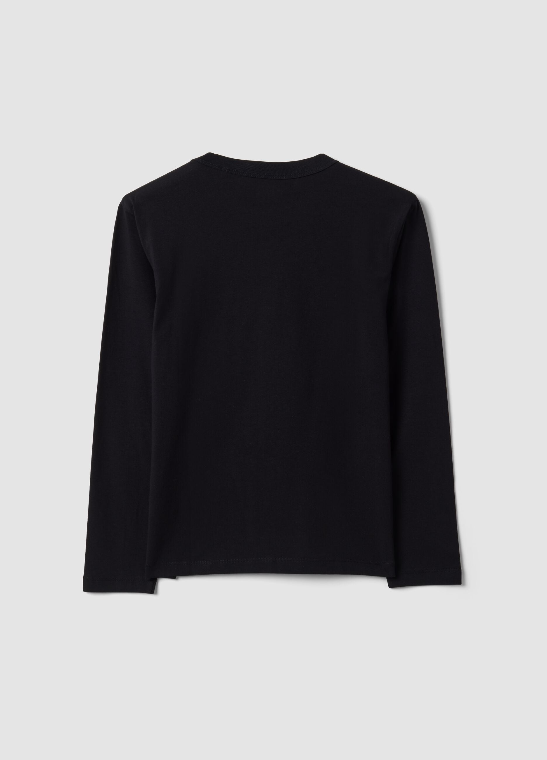Schwarzes Regular-Fit T-Shirt aus elastischer Bio-Baumwolle f&uuml;r Jungen