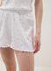 White pure cotton pyjama shorts regular fit with small floral pattern_3