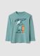 Gr&uuml;nes Oversize-T-Shirt aus reiner Baumwolle mit Skater-Print f&uuml;r Jungen_0