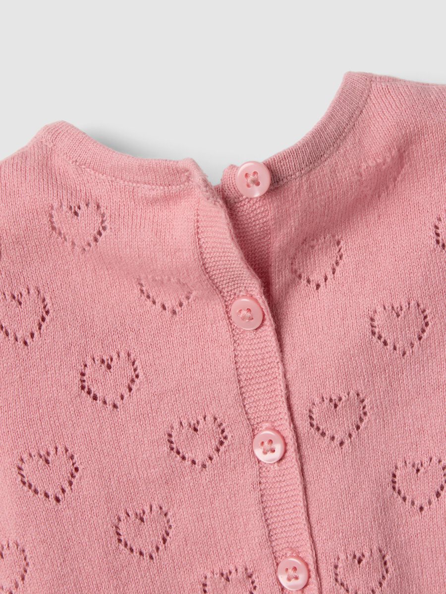 Pink baby girl's pure cotton t-shirt and shorts set with hearts_2