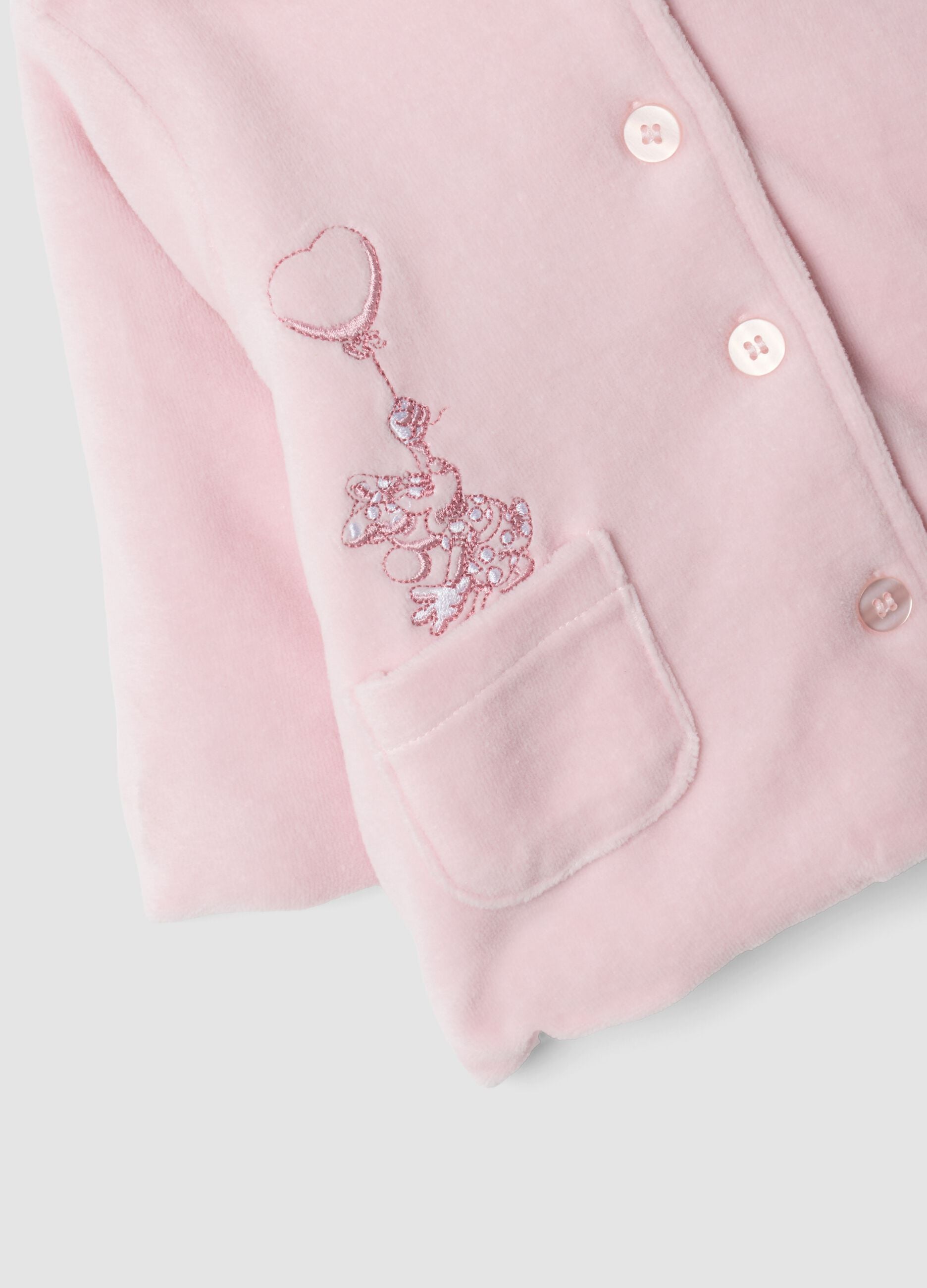 Chaqueta rosa con capucha en mezcla de algod&oacute;n org&aacute;nico con bordado de Minnie para beb&eacute; ni&ntilde;a