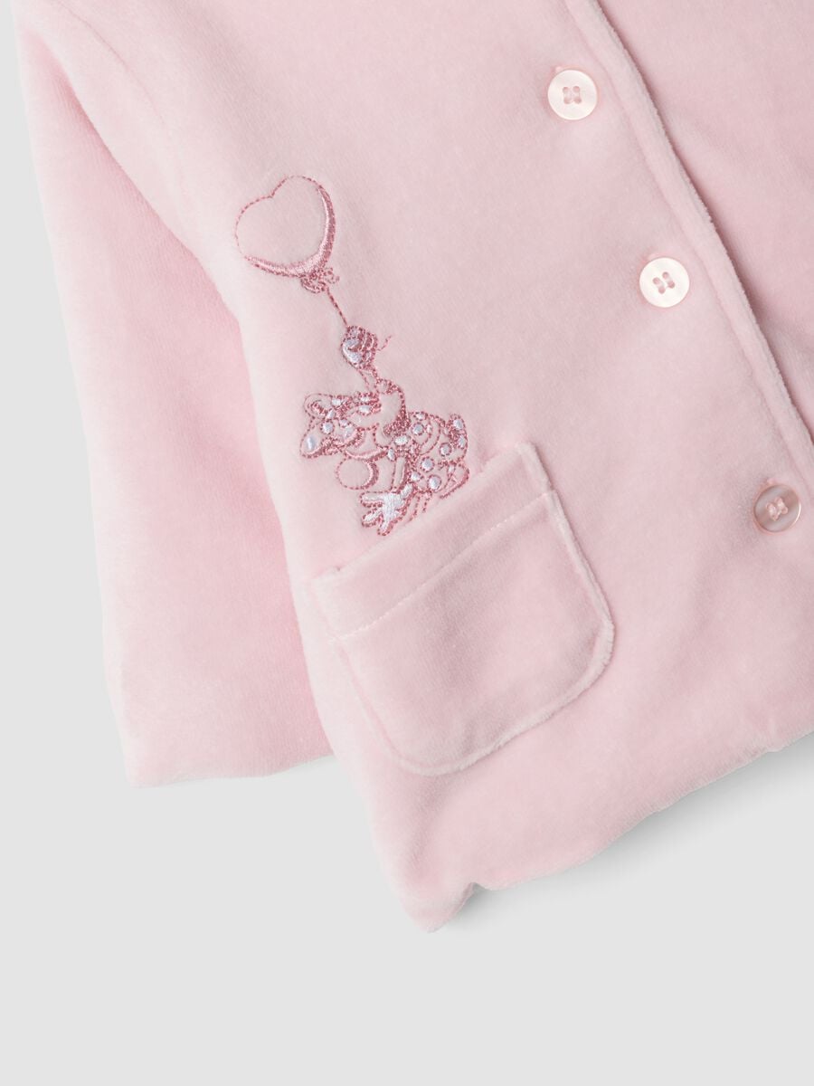 Pink hooded organic cotton-blend jacket with Minnie embroidery for baby girl_2