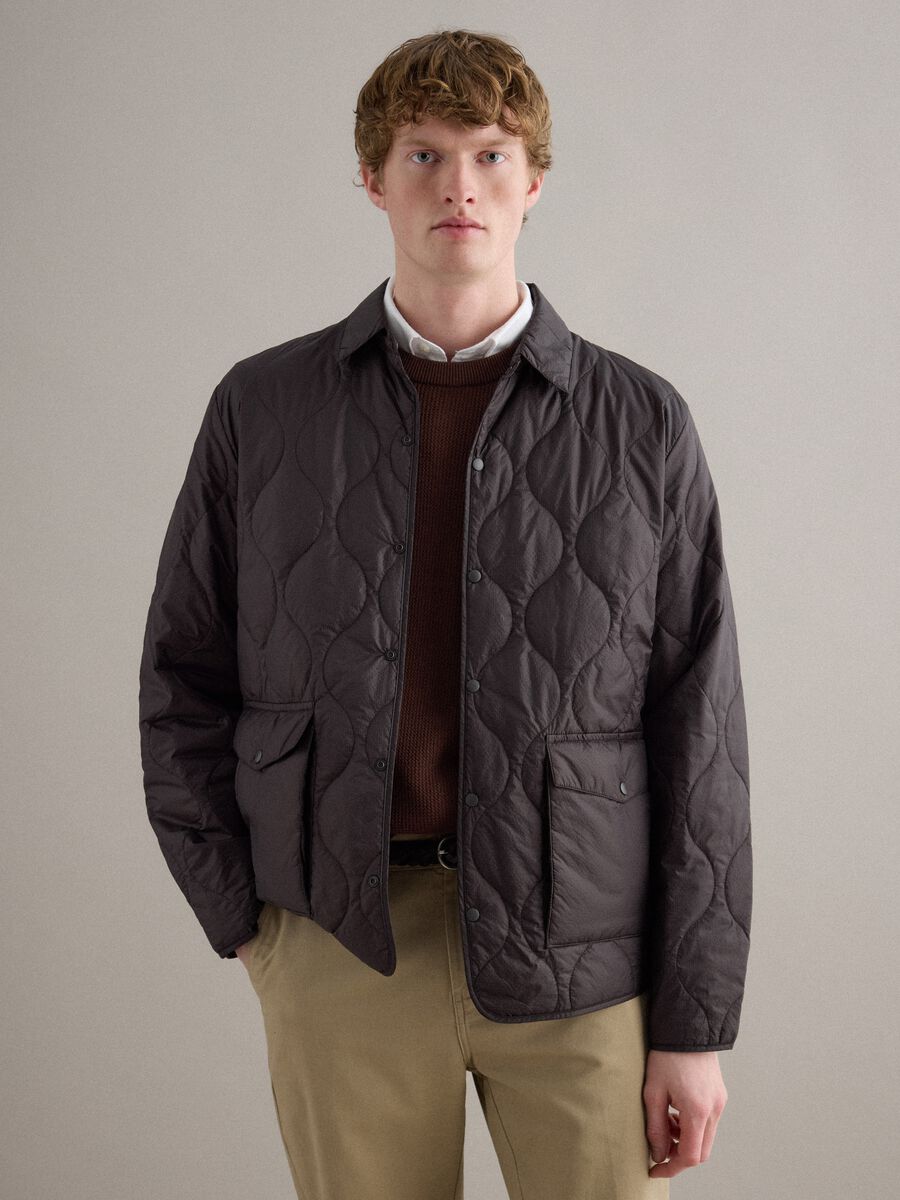 Brown husky jacket regular fit with zip_0