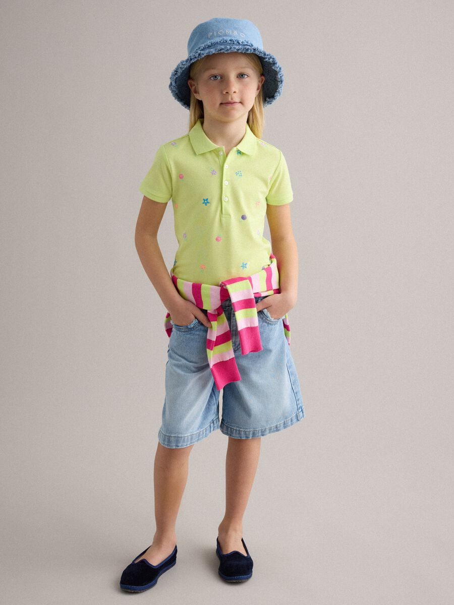 Girls' pure cotton denim blue shorts, regular fit_0