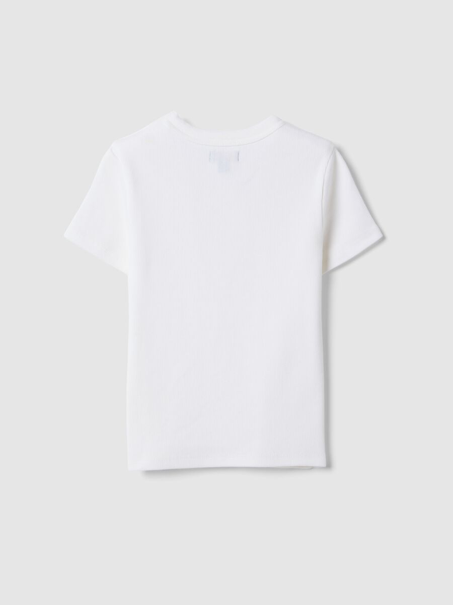 White fitted stretch cotton t-shirt for girls_1