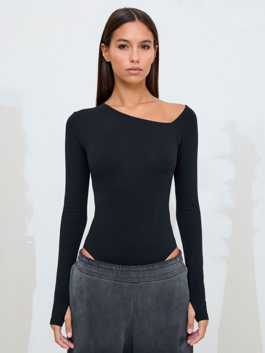 Black Asymmetrical Bodysuit_2