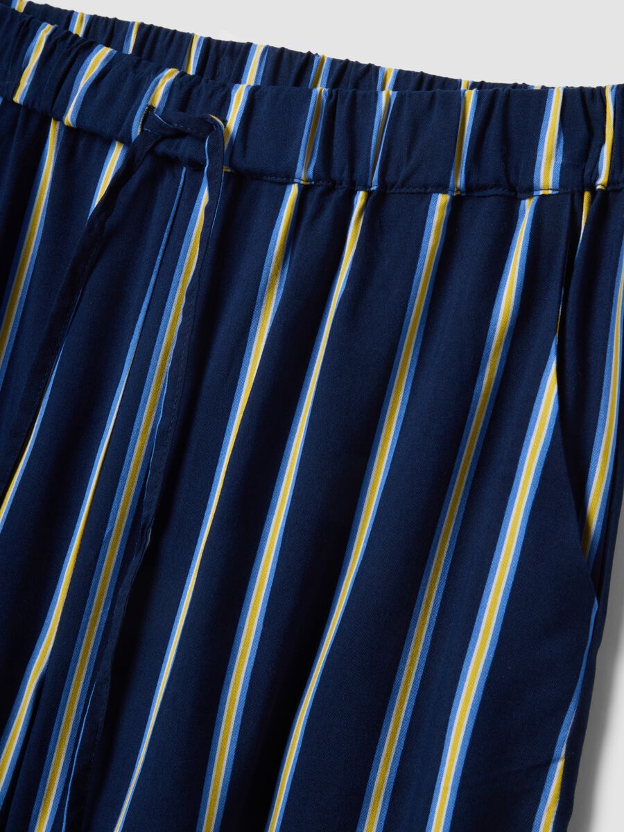 Blue striped pure viscose shorts_5