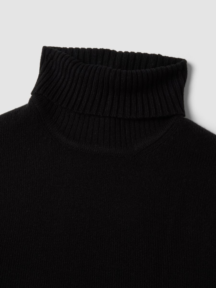 Maglia nera a dolcevita regular fit in jersey knit_1