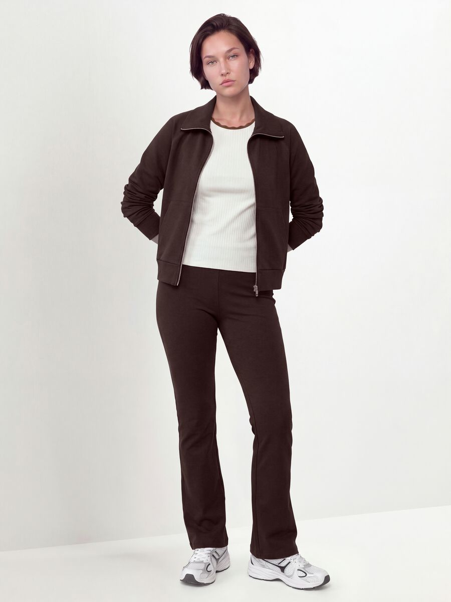 Braune Flared-Leggings aus Stretch-Baumwolle_0