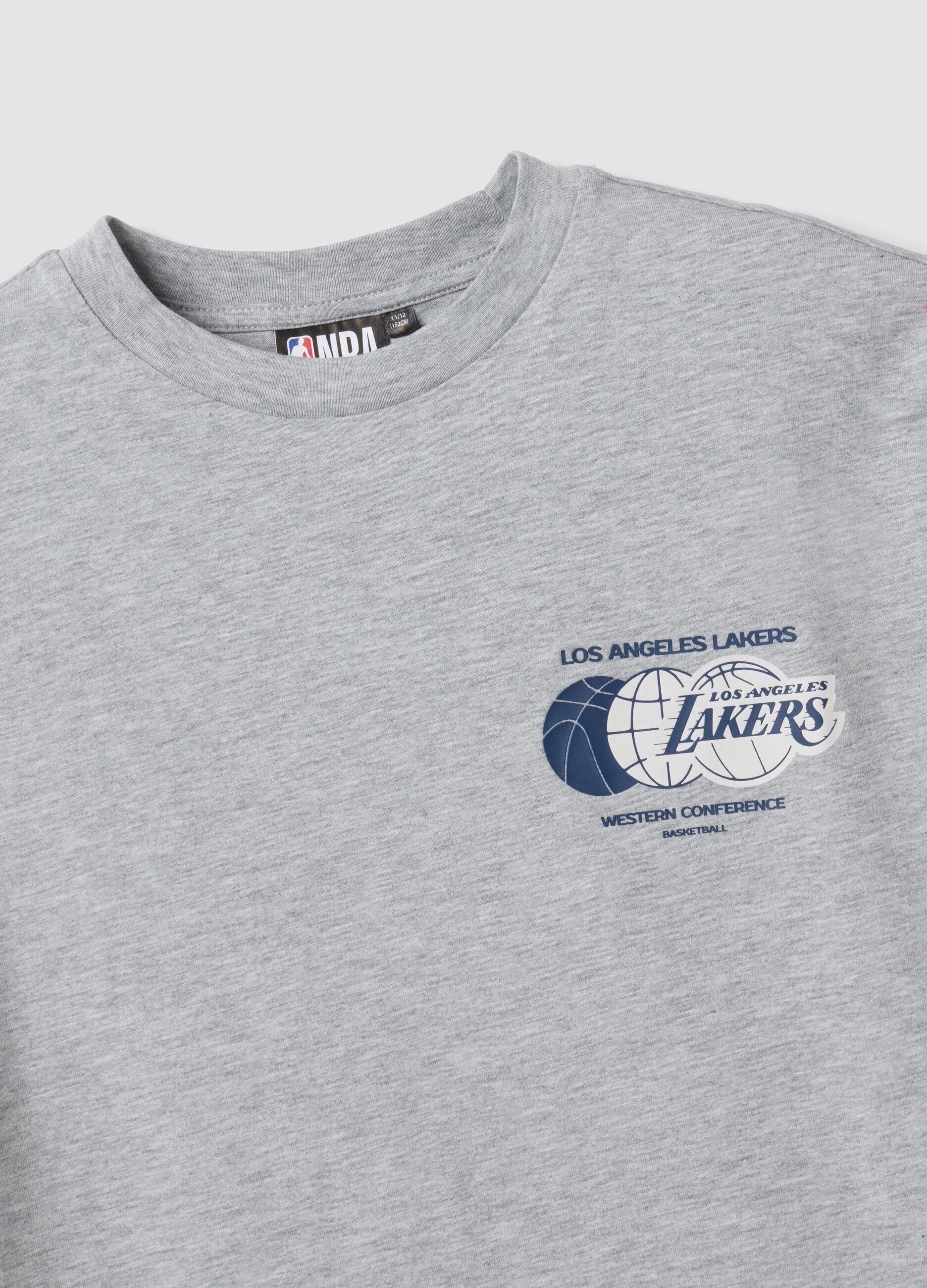 T-shirt cinzenta de algod&atilde;o puro com estampado Lakers para rapaz