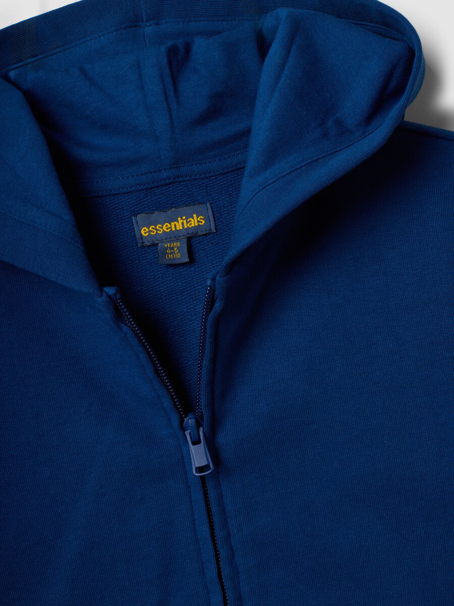 Blue hooded sweatshirt in pure organic cotton for boys, regular fit_2