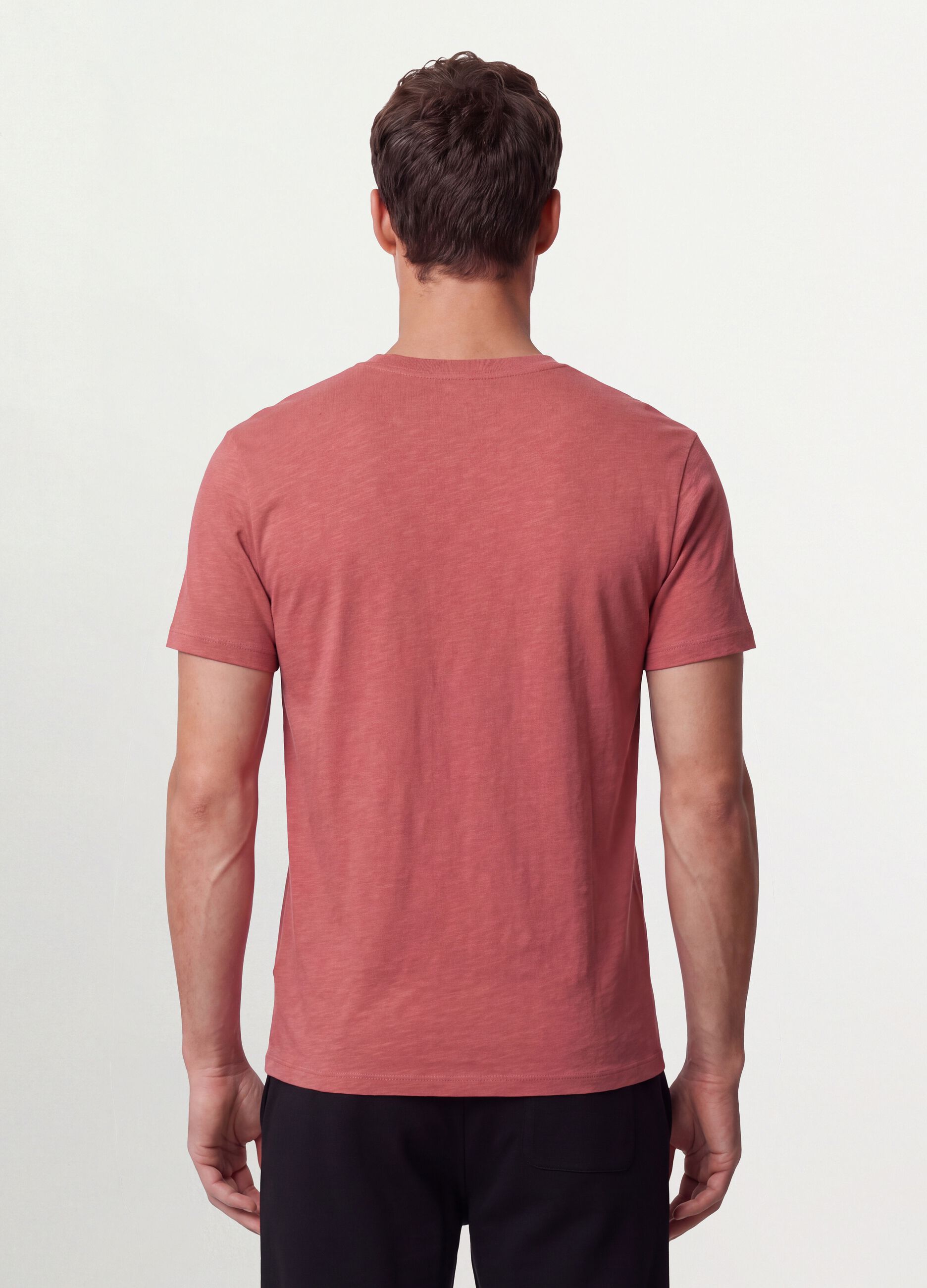 Pink pure cotton regular-fit short-sleeve T-shirt