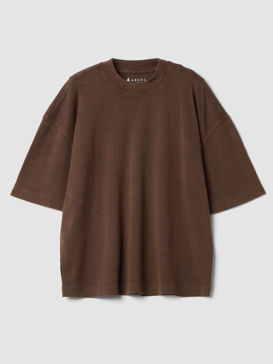 Braunes T-Shirt aus reiner Baumwolle mit Rundhalsausschnitt im Boxy Fit_4