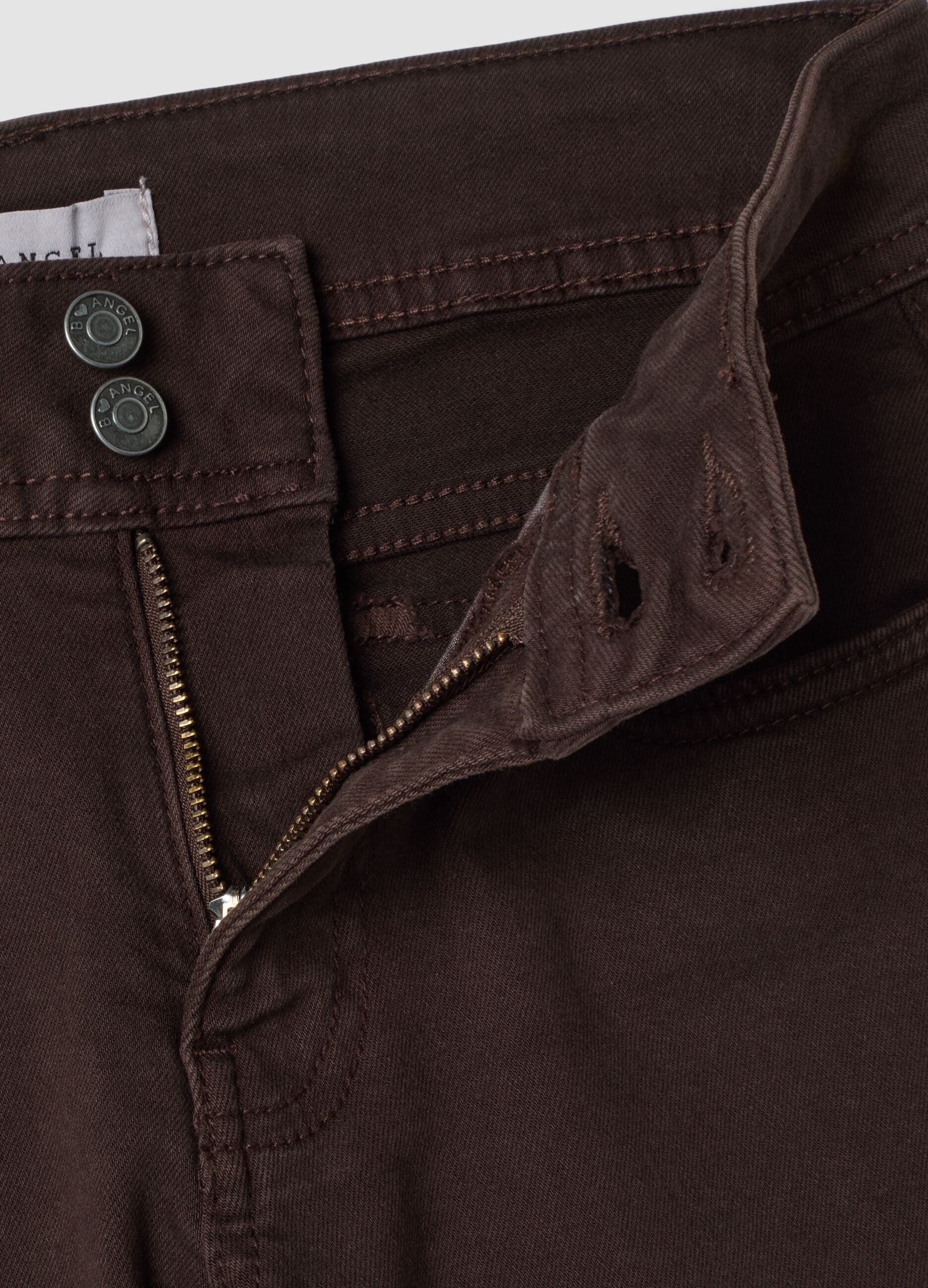 Jeans marroni flare in cotone elasticizzato
