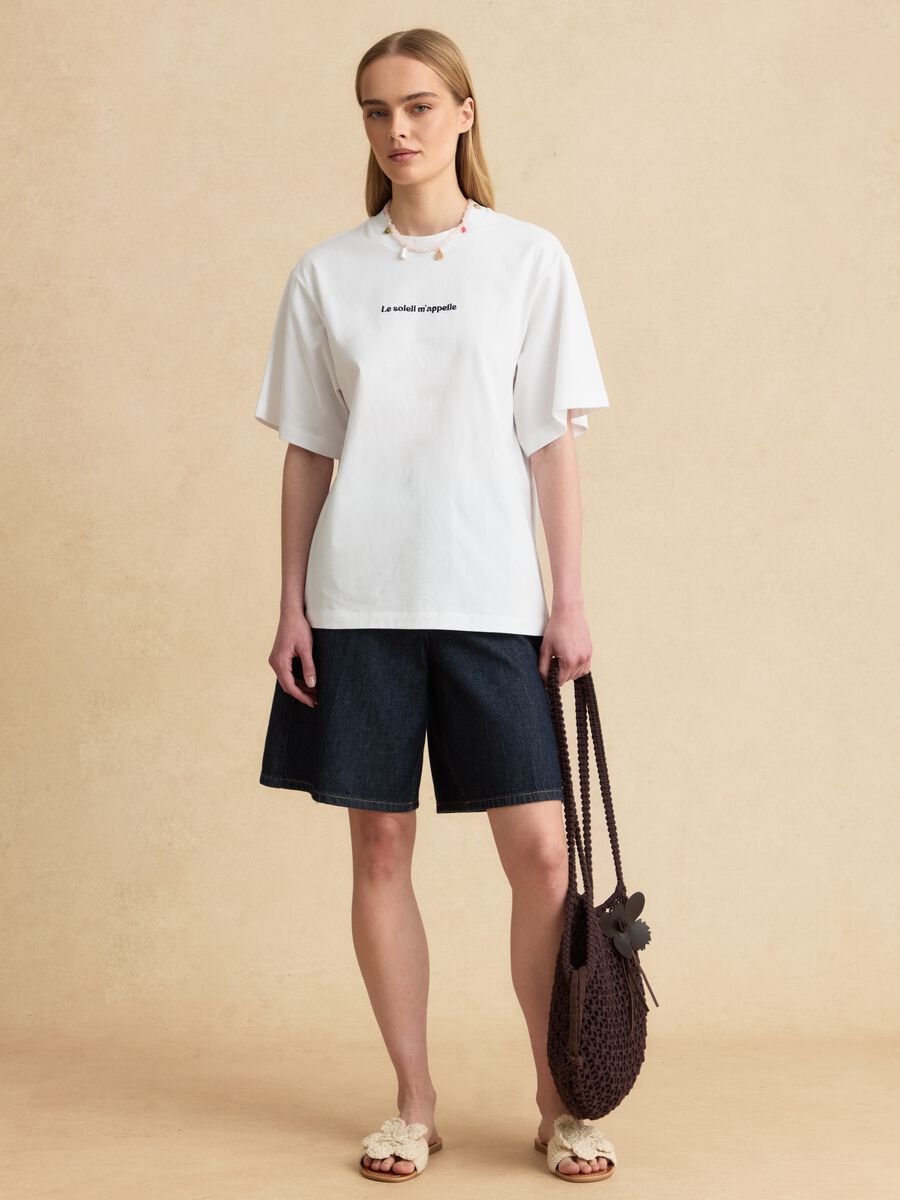 Wei&szlig;es Kurzarm-T-Shirt aus reiner Baumwolle_2