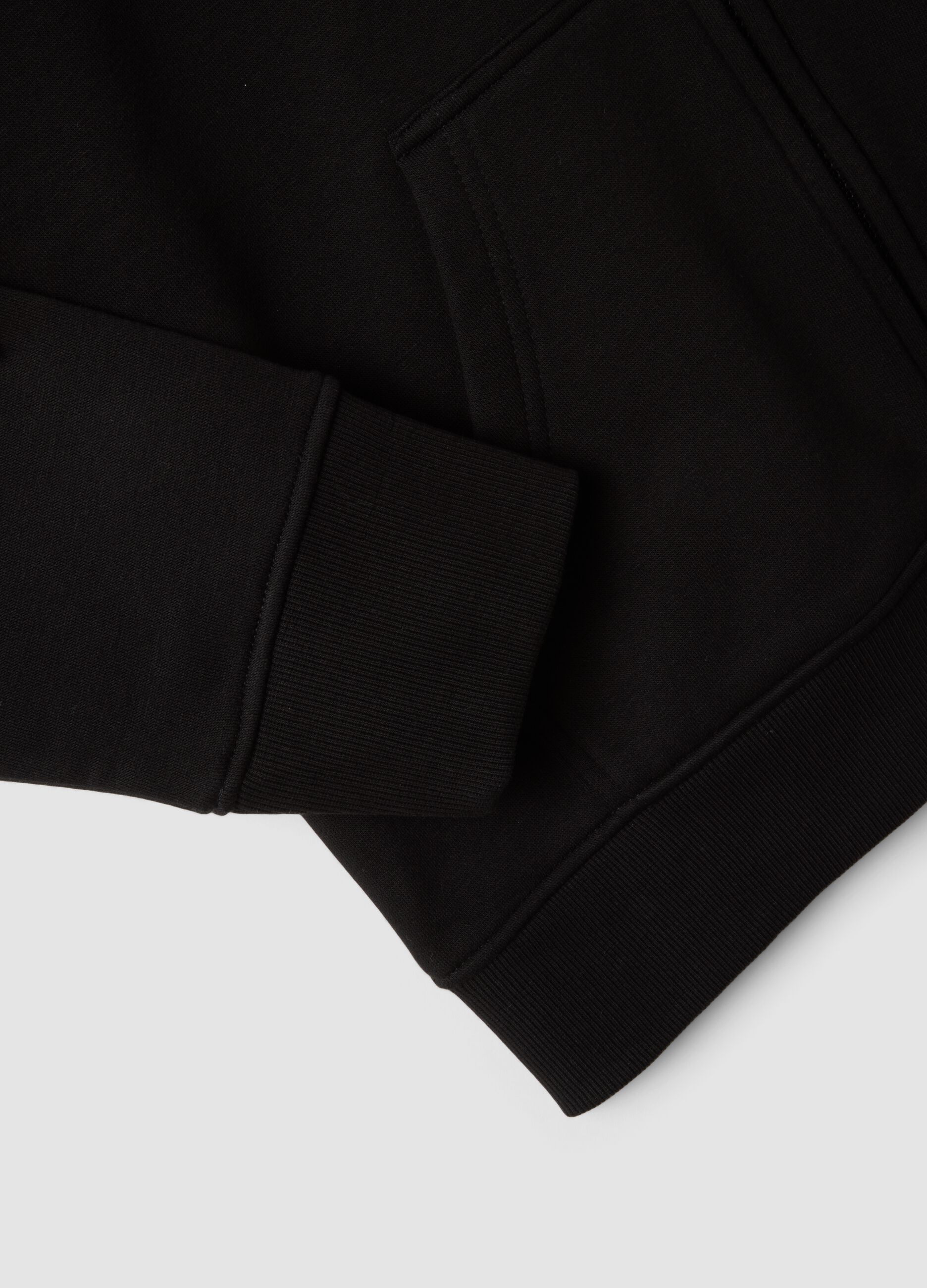 Black cotton-blend hoodie, regular fit