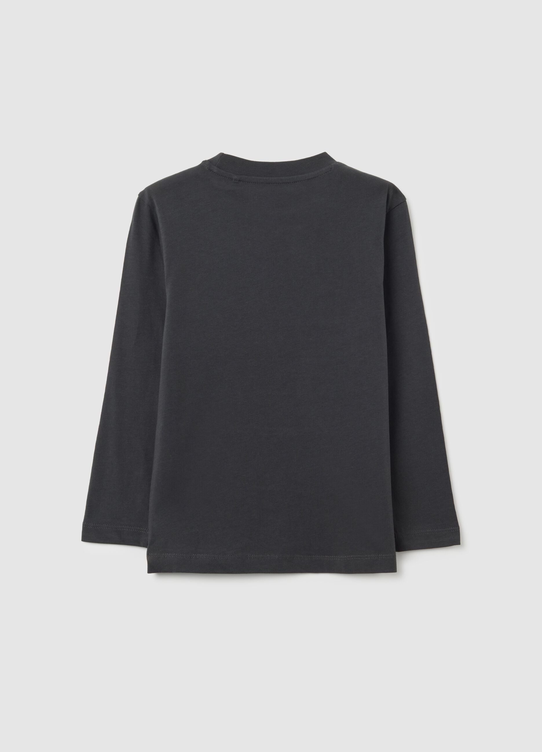Camisola infantil de algod&atilde;o puro preto corte regular