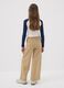 Girls&rsquo; beige wide-leg pure cotton trousers_1
