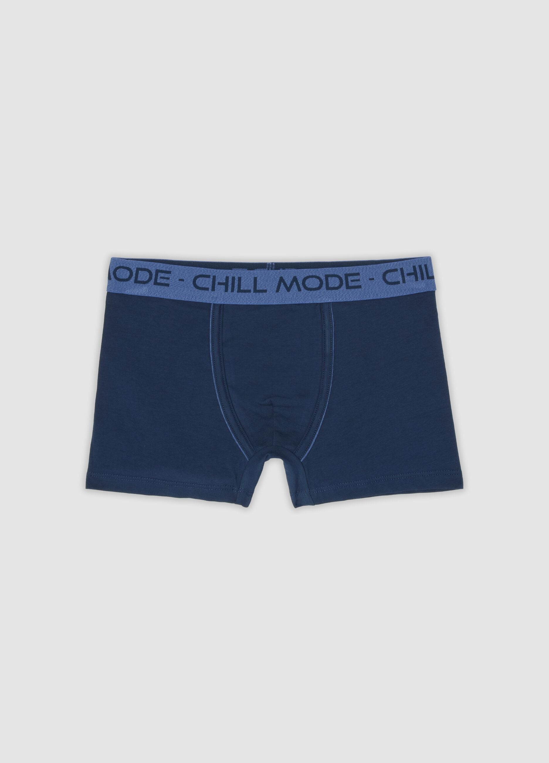 Boxer midi blu in cotone organico elasticizzato per bambino e ragazzo