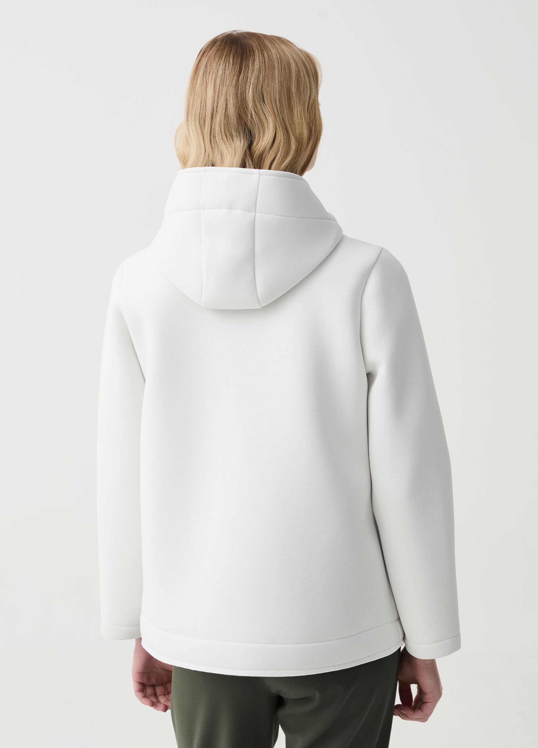 Cropped jacket with hood and zip pockets