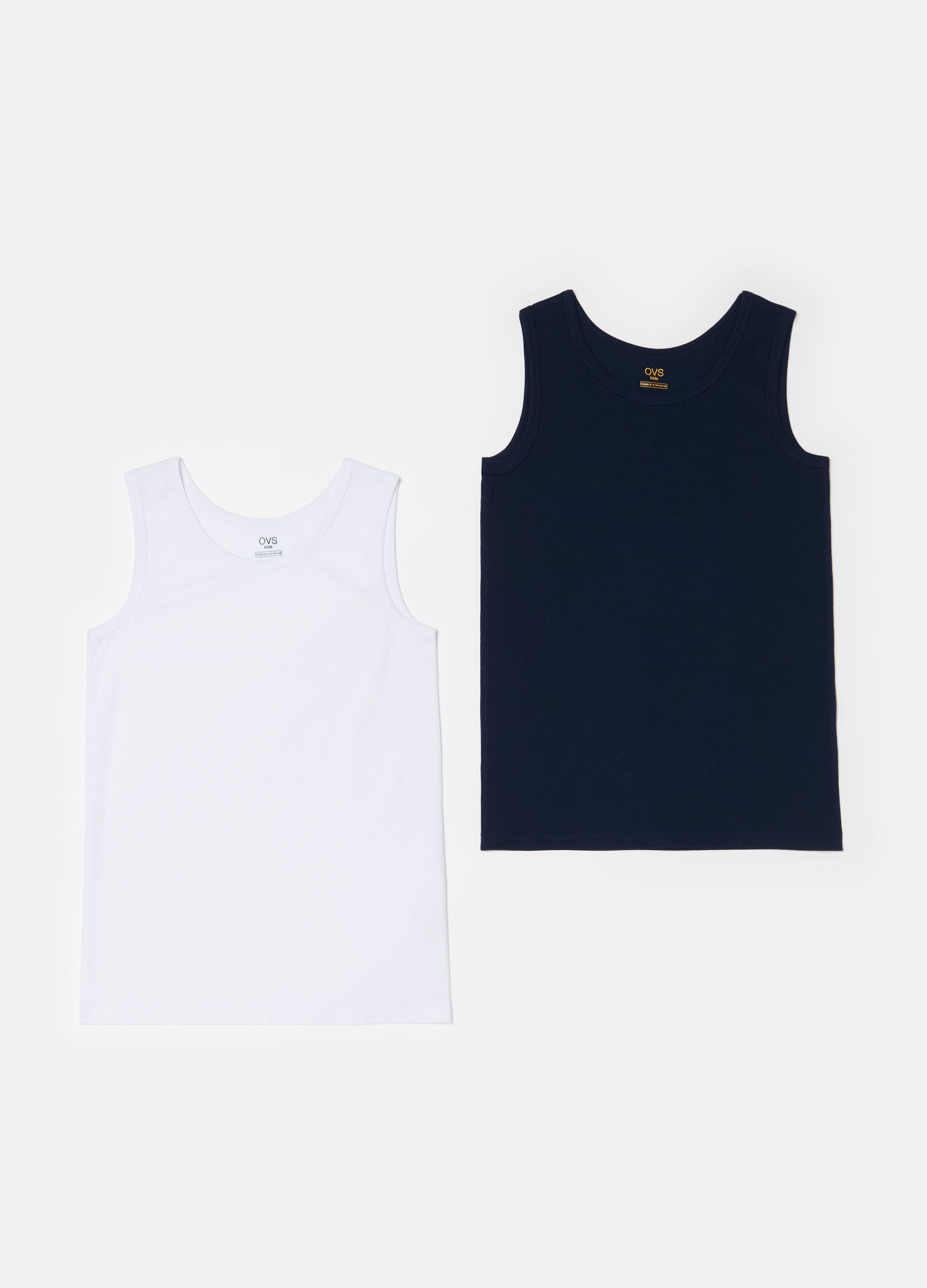 Two-pack racerback vests with round neck