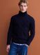Navy blue cable-knit wool-blend regular-fit roll-neck jumper_0