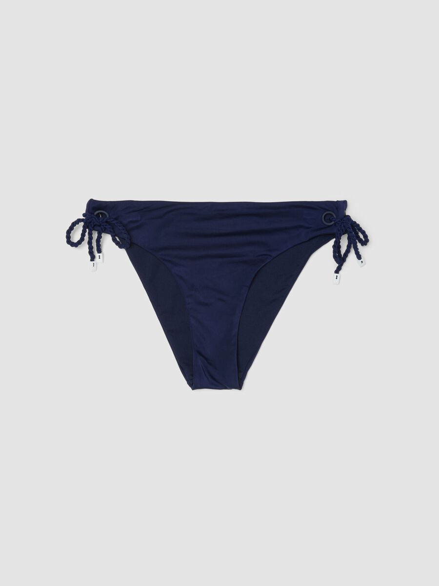 Bas de bikini bleu en tissu stretch avec liens &agrave; nouer_0