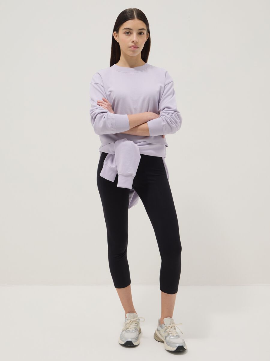 Leggings ajustados de mezcla de algod&oacute;n negro para ni&ntilde;a_0