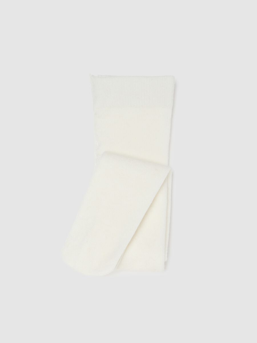 Girls' White Tights in Stretch Fabric_0