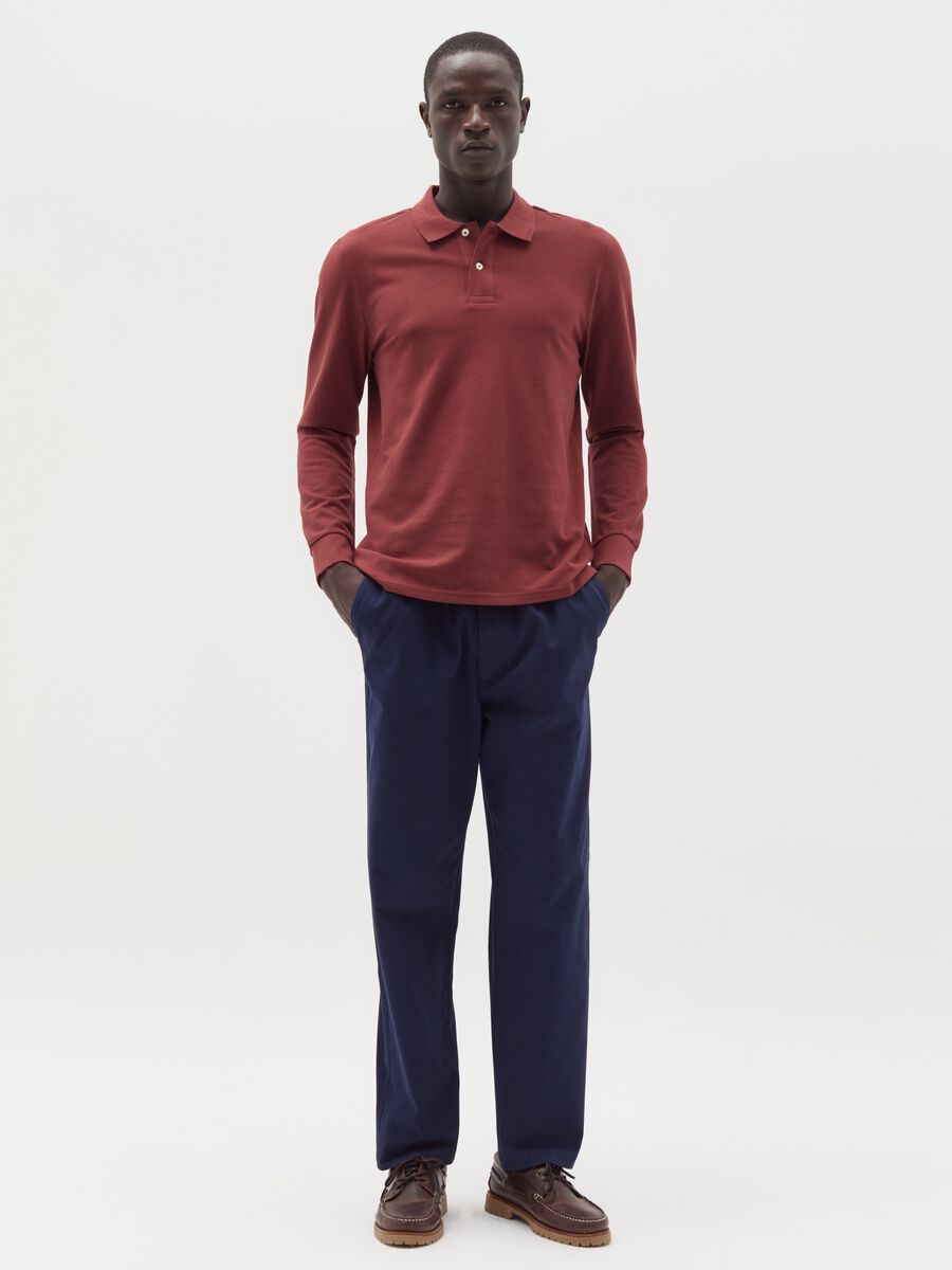 Cotton polo shirt with long sleeves_1