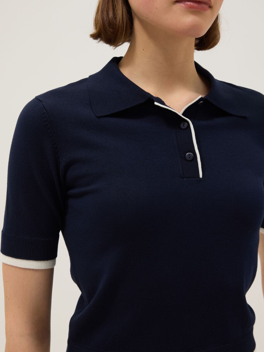 Blue regular fit viscose blend polo_3