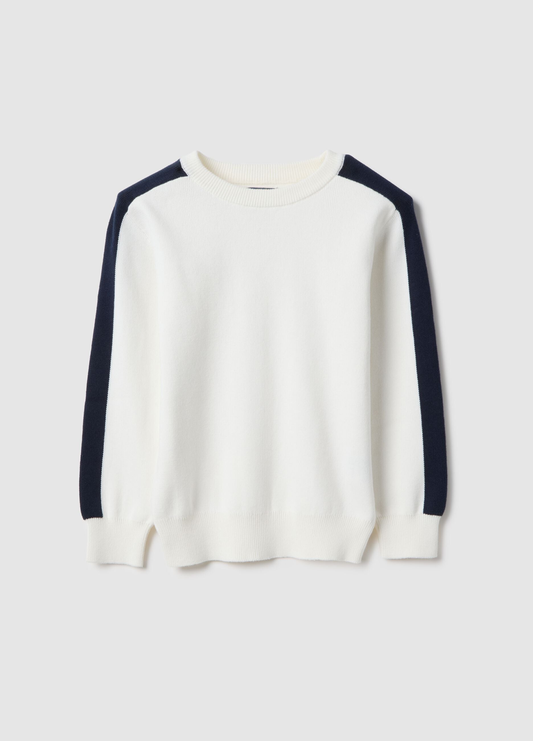 Wei&szlig;e Pullover aus reiner Baumwolle mit blauen Streifen, oversized f&uuml;r Kinder