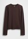Brown long-sleeved stretch top_3