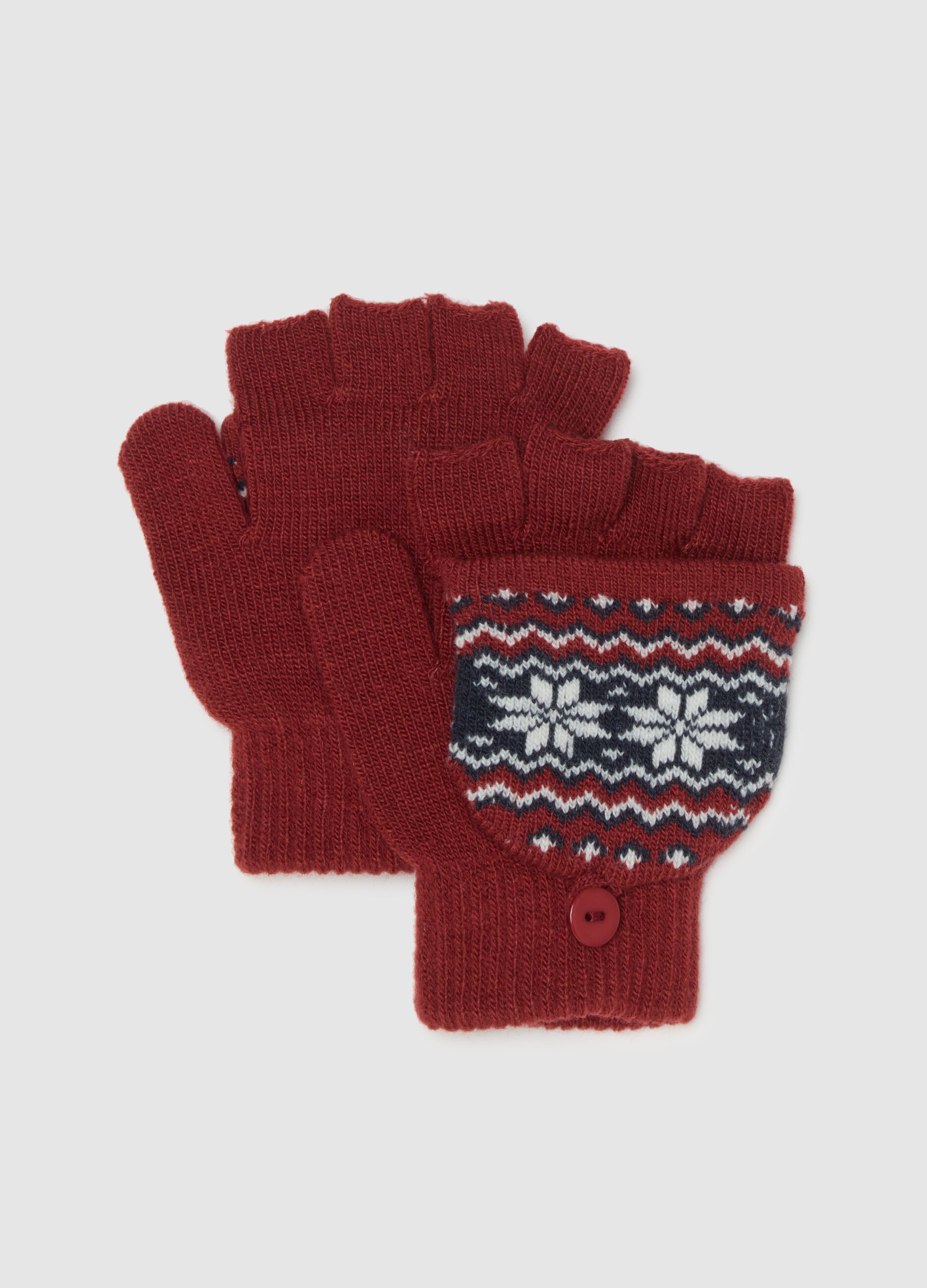 Rote Kinderhandschuhe mit Schneeflocken