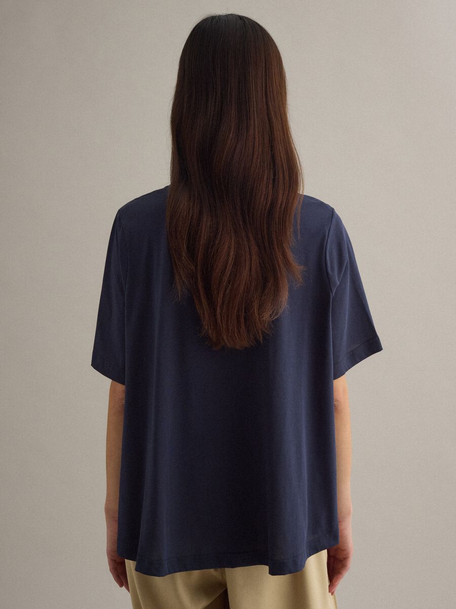 Blue cotton blend short sleeve T-shirt regular fit_3