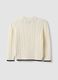 Maglia bianca in puro cotone a trecce over fit per bambino_1