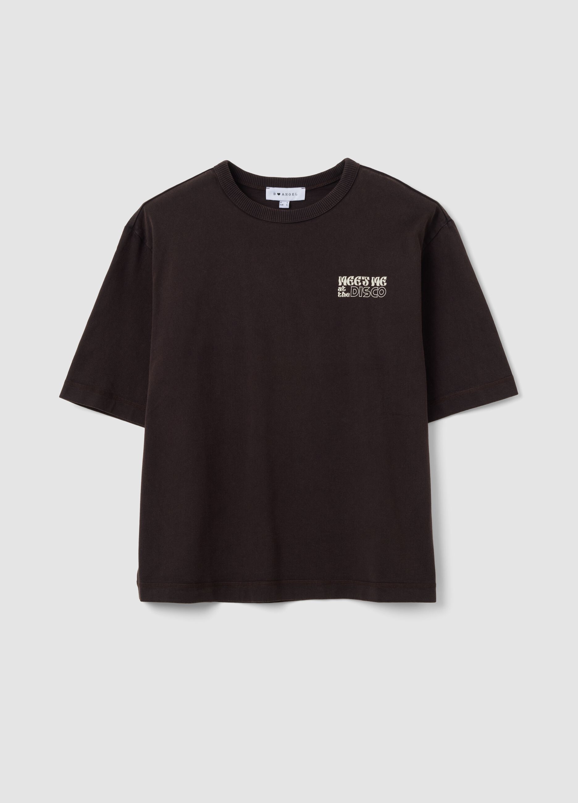 Grey pure cotton oversized T-shirt with chest slogan