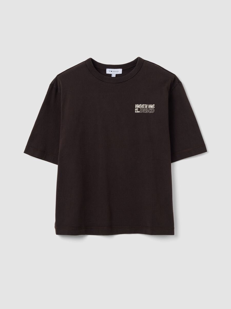 Graues Oversize-T-Shirt aus reiner Baumwolle mit Frontprint_0