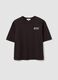 Grey pure cotton oversized T-shirt with chest slogan_4