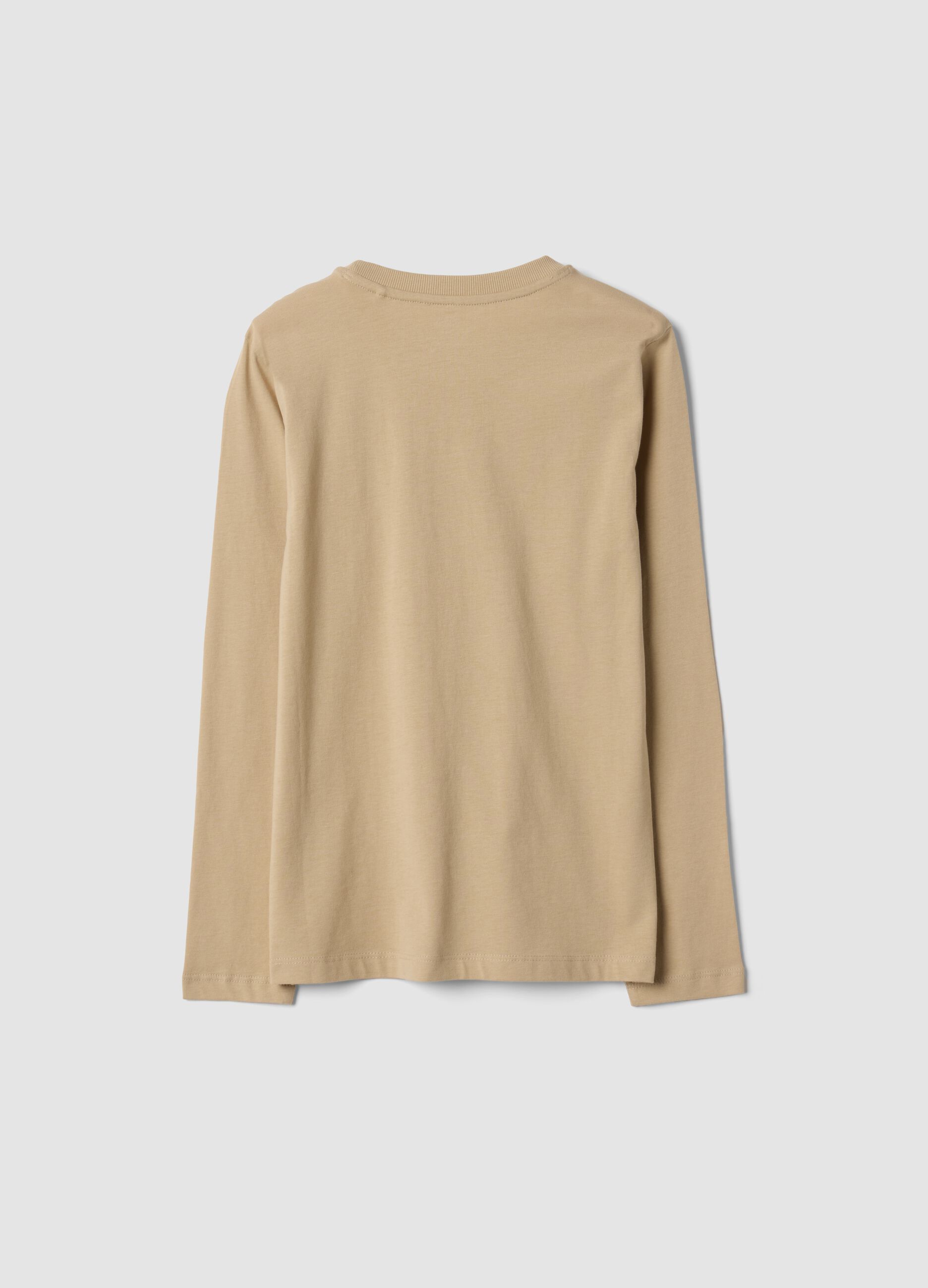 Brown pure organic cotton T-shirt with varsity print