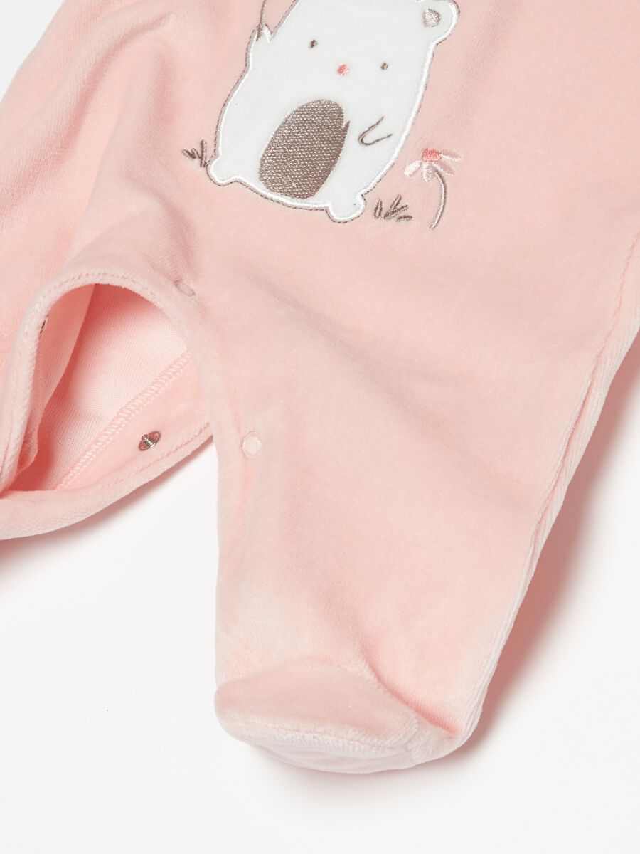 Velour onesie with animal print embroidery_2
