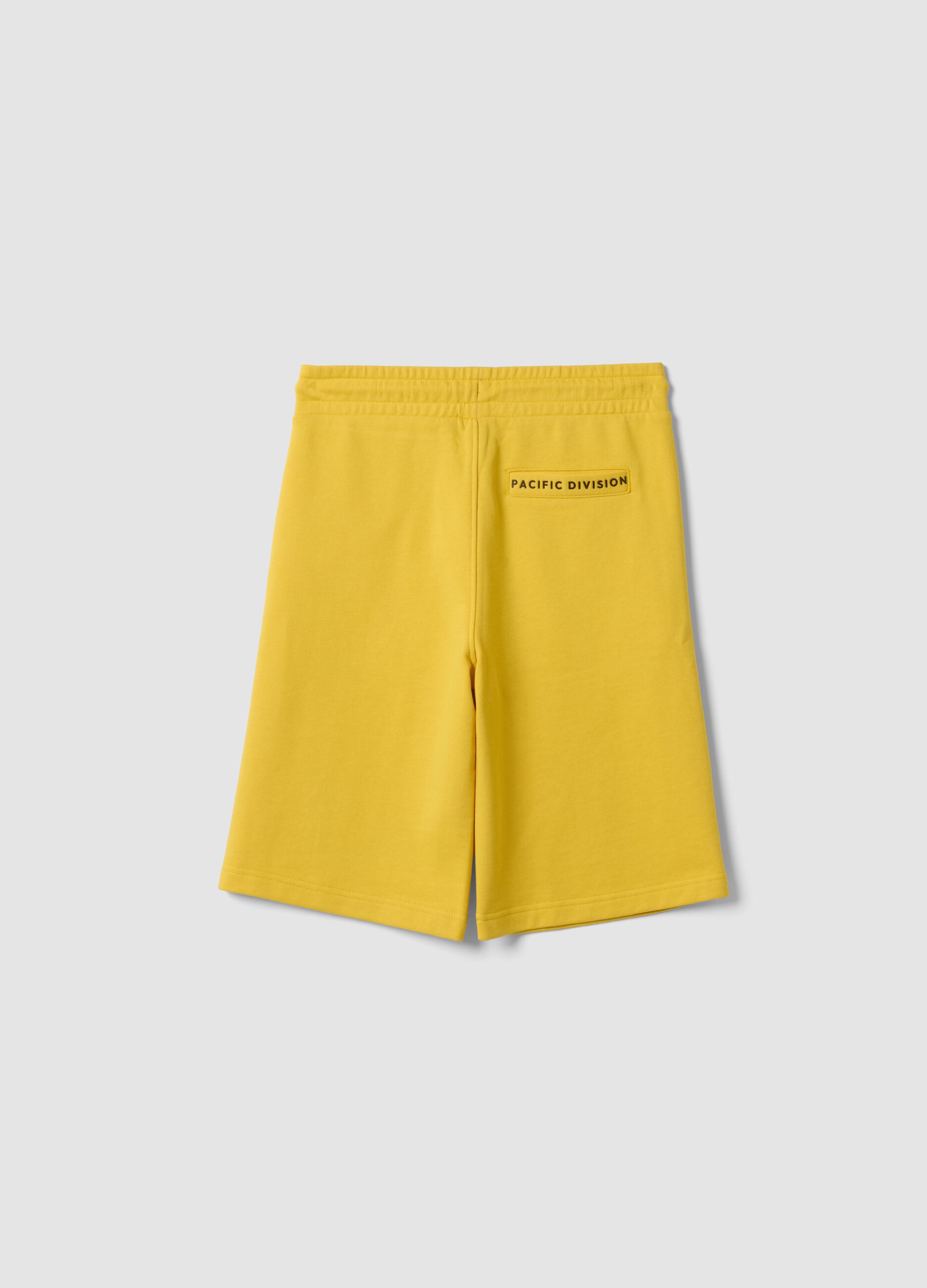 Yellow cotton-blend shorts