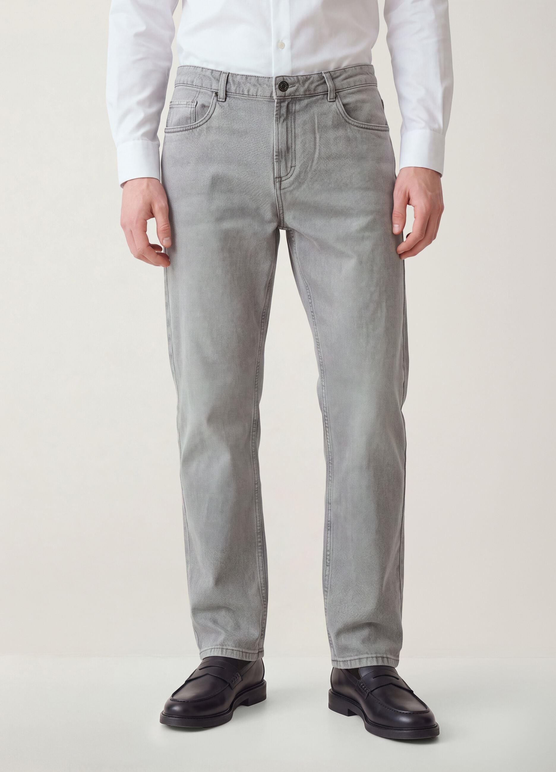 Graue Denim-Jeans aus Baumwoll-Viskose-Mix, Regular Fit