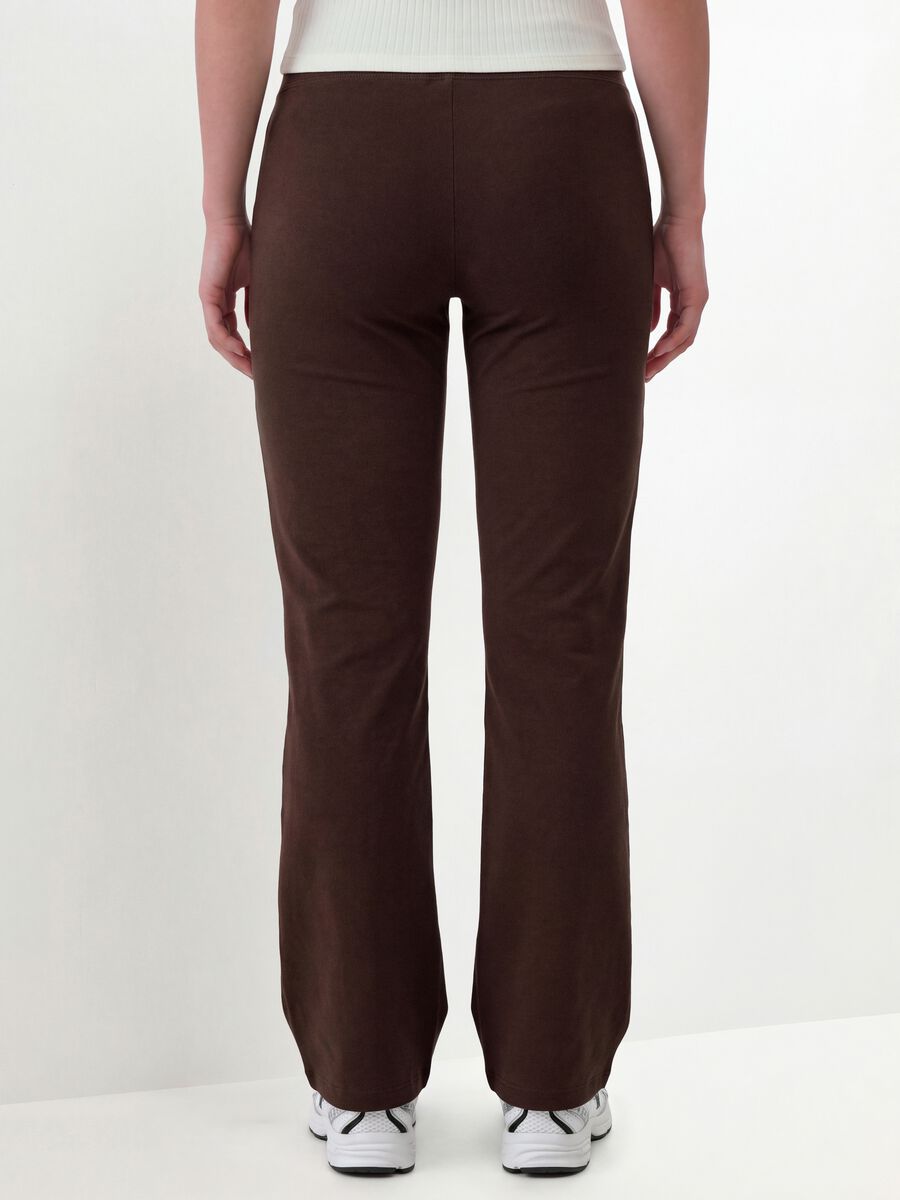 Brown flared leggings in stretch cotton_3