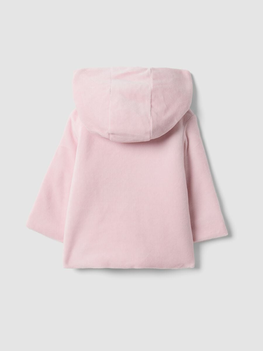 Pink hooded organic cotton-blend jacket with Minnie embroidery for baby girl_1