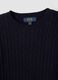 Camisola azul-marinho de gola redonda com tran&ccedil;as, corte regular_5