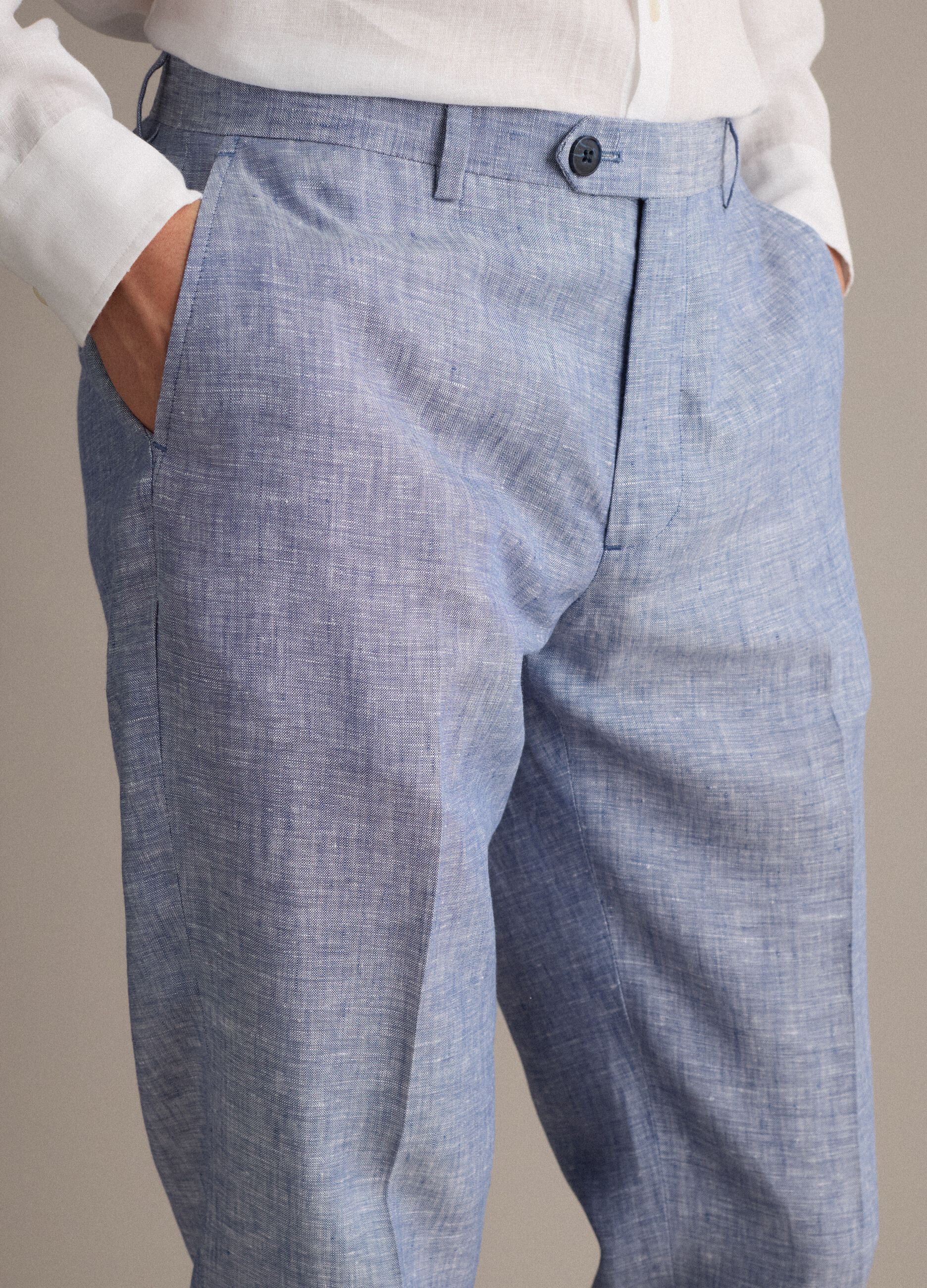 Light Blue Pure Linen Trousers