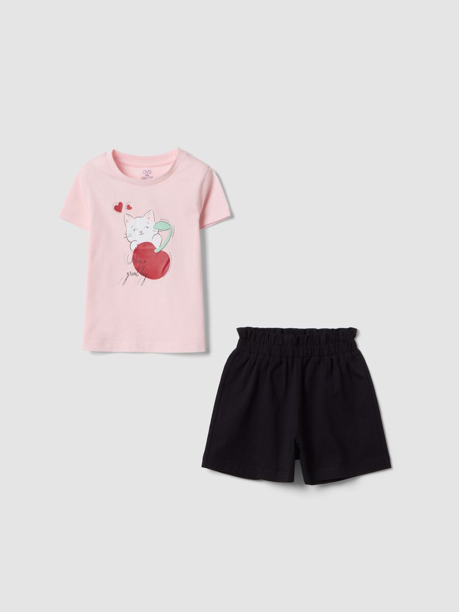 Girl's multicolour pure cotton t-shirt and shorts set, regular fit_0