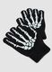 Schwarze Stretchhandschuhe mit Skelett-Print_1